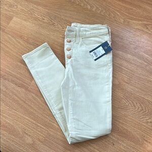 High Rise Skinny Cream pants